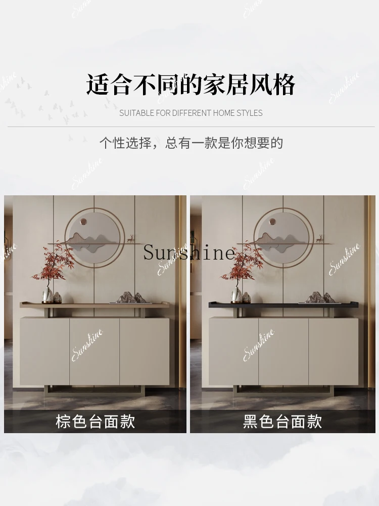 New Chinese-style solid wood porch cabinet Modern living room against the wall Main door Strip counter  FT