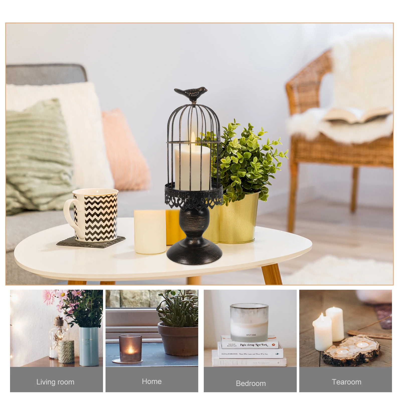 

1pcs Birdcage C Vintage Gothic Metal Holder Tealight Decor Dining Table Wedding Party Home Statue Column
