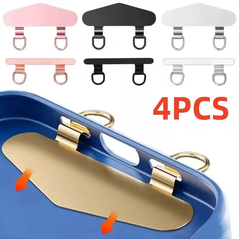 Stainless Steel Mobile Phone Lanyard Gasket Hanging Cord Clips Ultra Thin Metal Cellphone Tether Patch Replacement Card Clip
