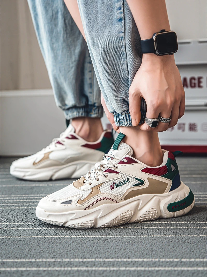 Trendy Men's Running Shoes Soft Bottom Mesh Upgraded Version Dad Shoes Fashionable Casual Sneakers for Autumn Sports