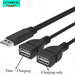 Double extension USB A-mâle à 2 A-femelle Y câble adaptateur secteur, convertisseur USB2.0 mâle à 2 touristes USB femelle Y séparateur chargeur