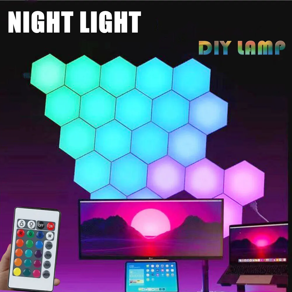 Touch Sensor LED Night Light Sensitive Hexagonal LED Quantum Lamp Modular Hexagons DIY Creative Decoration Wall Lamp For Indoor