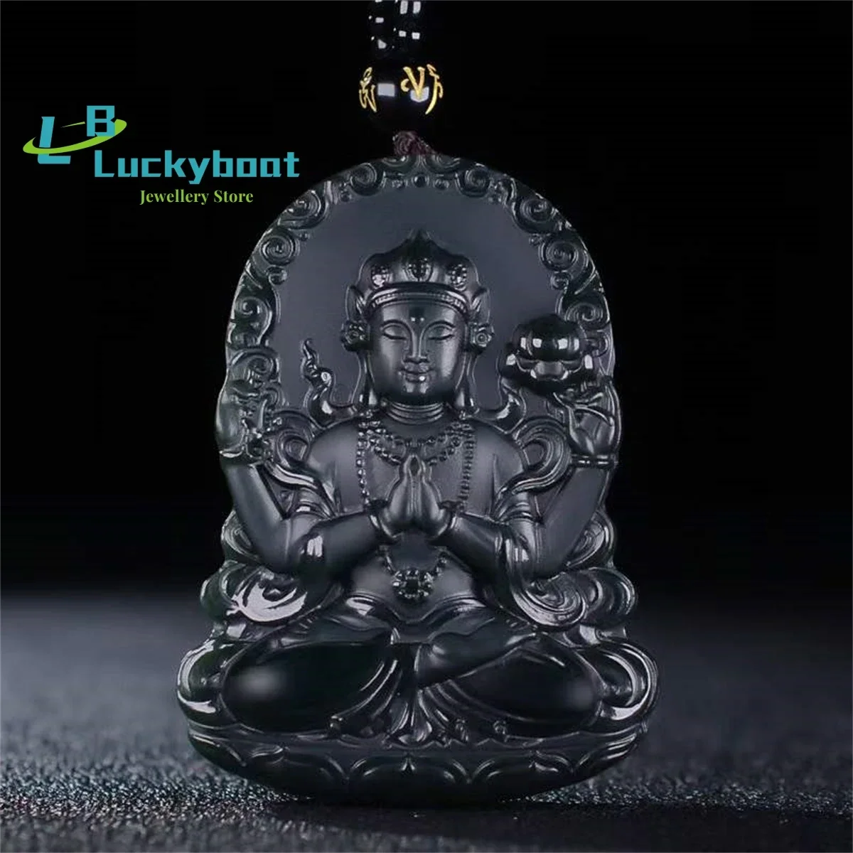 

Natural Hotan Jade Lotus Avalokitesvara Double Sided Carved Pendant Simple Personality Versatile Exquisite Fashion Men and Women