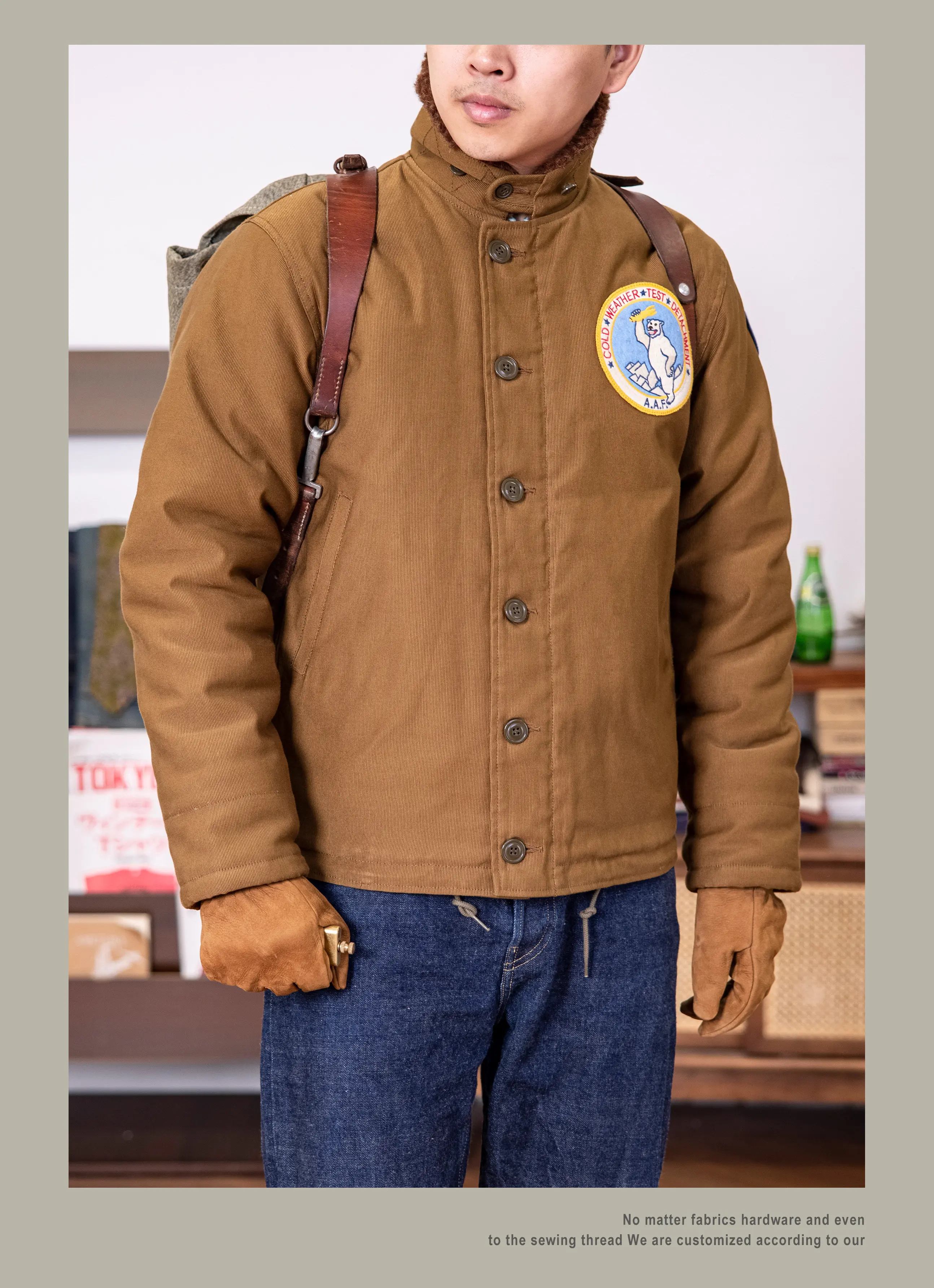 Red Tornado N-1 Deck Jacket Men US Navy Military Coat Loose Fit Thick Wool Lined Vintage Workwear Autumn Winter Outerwear