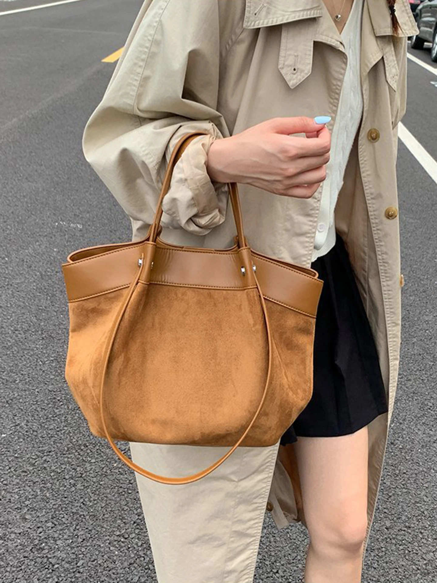 

Сумка-тоут с матовой текстурой, женская пригородная большая сумка Capaci Class, сумка подмышки, повседневная простая кожаная сумка с двойной ручкой