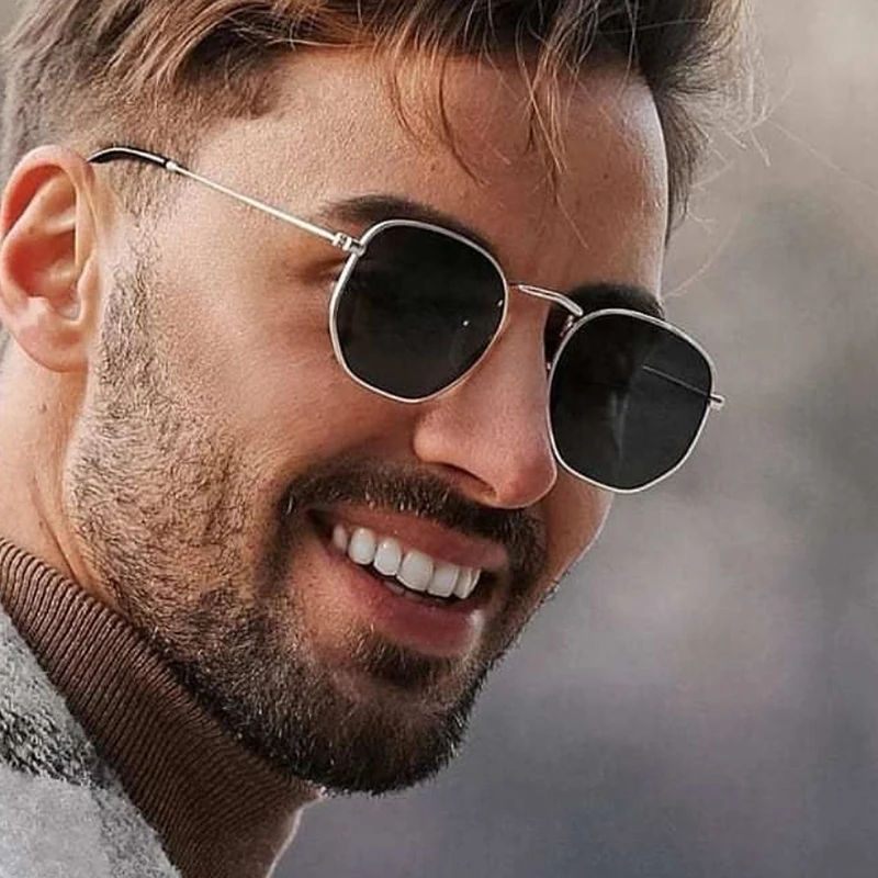 Hexagon Sunglasses Women 2024 Square Metal Frame Brand Designer Sunglasses Goggle Driving Fishing Glasses Men Zonnebril Mannen