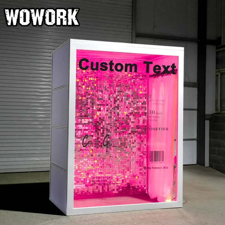 

Wholesale Acrylic Magazine Cover Photo Booth With RGB Illustration Lights for Perfect Party Event