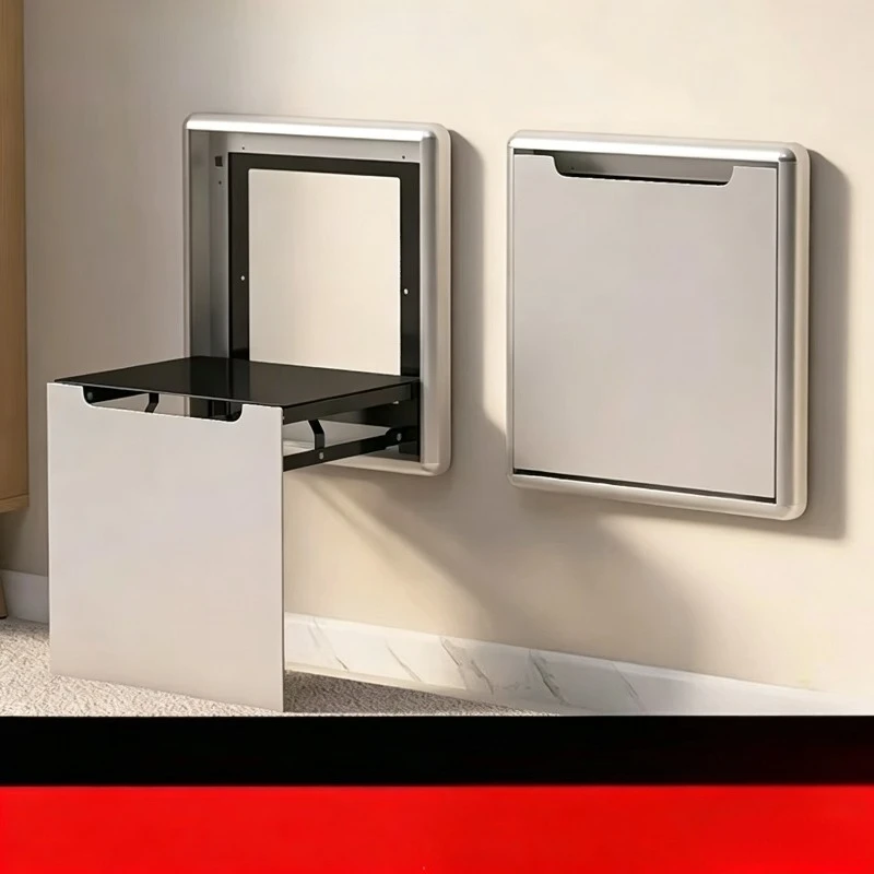 Folding shoe stool wall-mounted wall folding porch chair door shoe cabinet invisible shoe stool folding bathroom stool