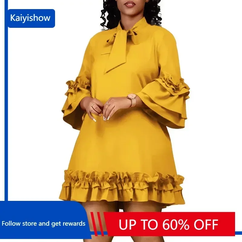 

African Party Evening Dresses for Women Spring Autumn African Long Sleeve Red Yellow Black Mini Dress Dashiki African Clothing