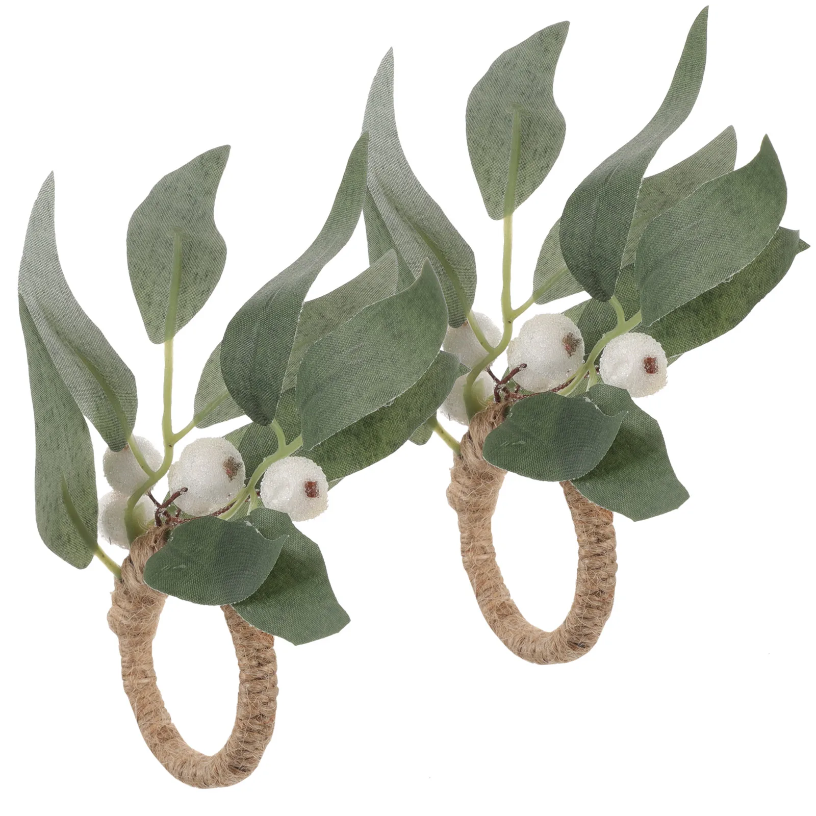 

2pcs Green Leaf Napkin Rings Reusable Serviette Buckle Hemp Rope Elegant Table Decorations Chic Party Accessories
