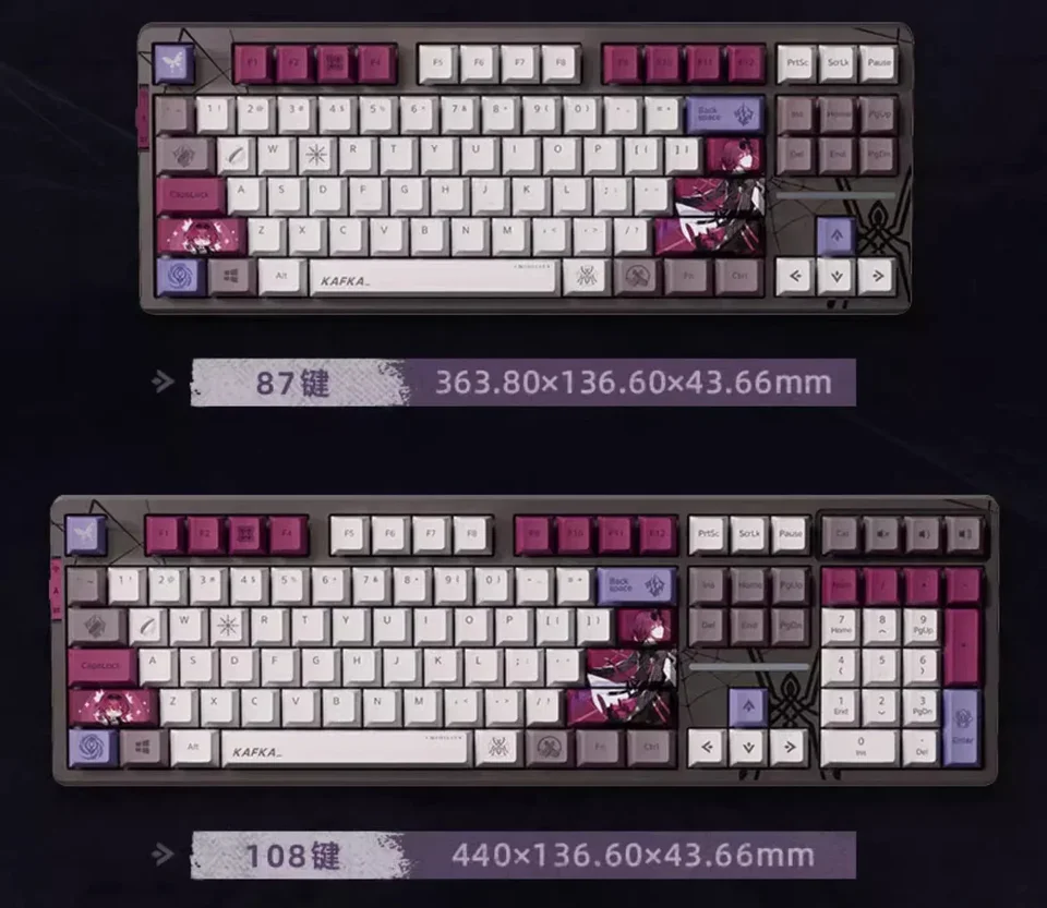 Honkai Star Rail Kafkaメカニカルキーボード,108キー,トライモード