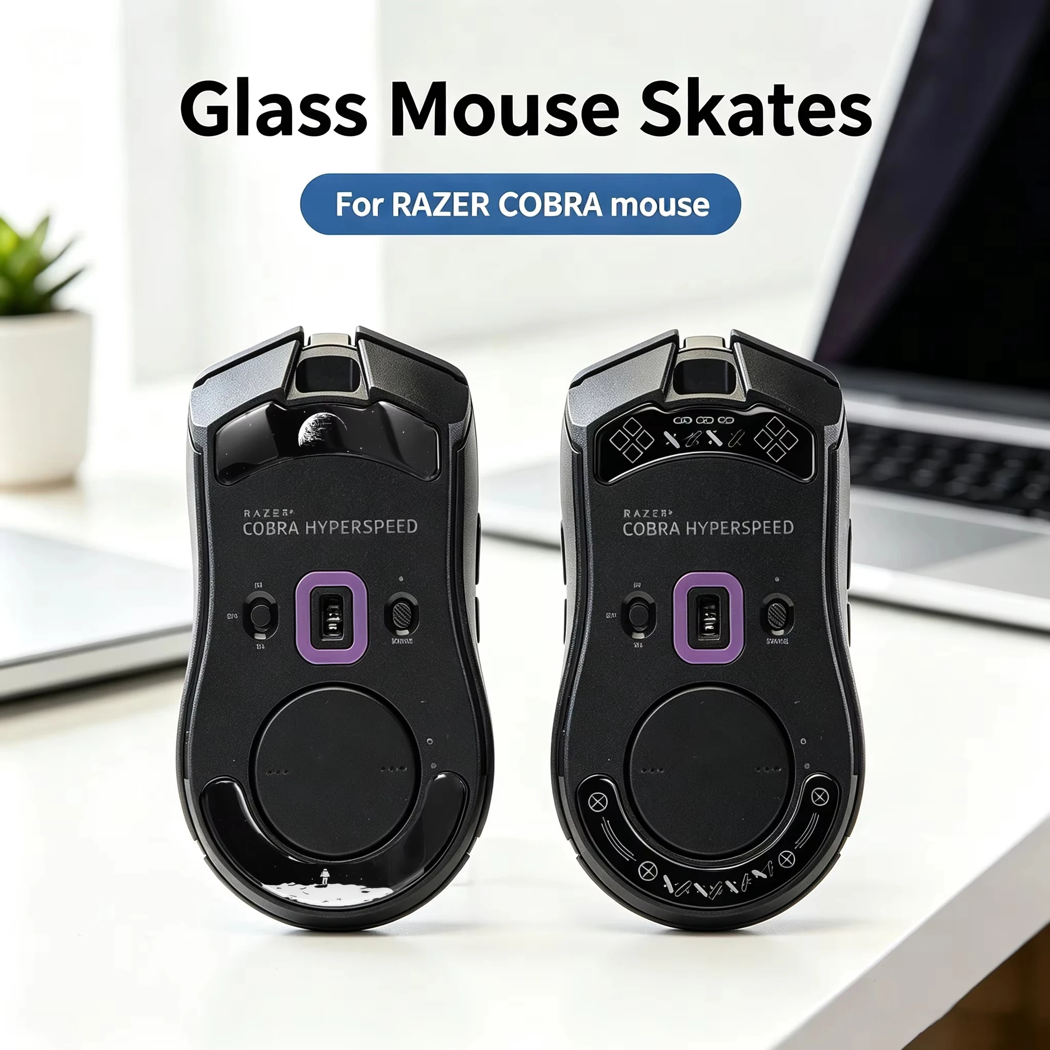 Glass Mouse Skates for RAZER COBRA HyperSpeed Mouse Feet Pads Smooth Durable Slim 2.5D Curved Edge Game Mouse Accessories