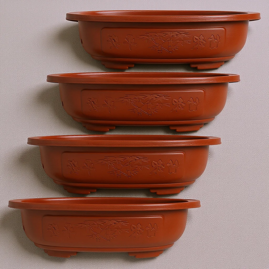 

4Pcs Thickened Bonsai Pots Plastic Flowerpots Durable Planting Containers for Home Garden Balcony Decor Bonsai Tray