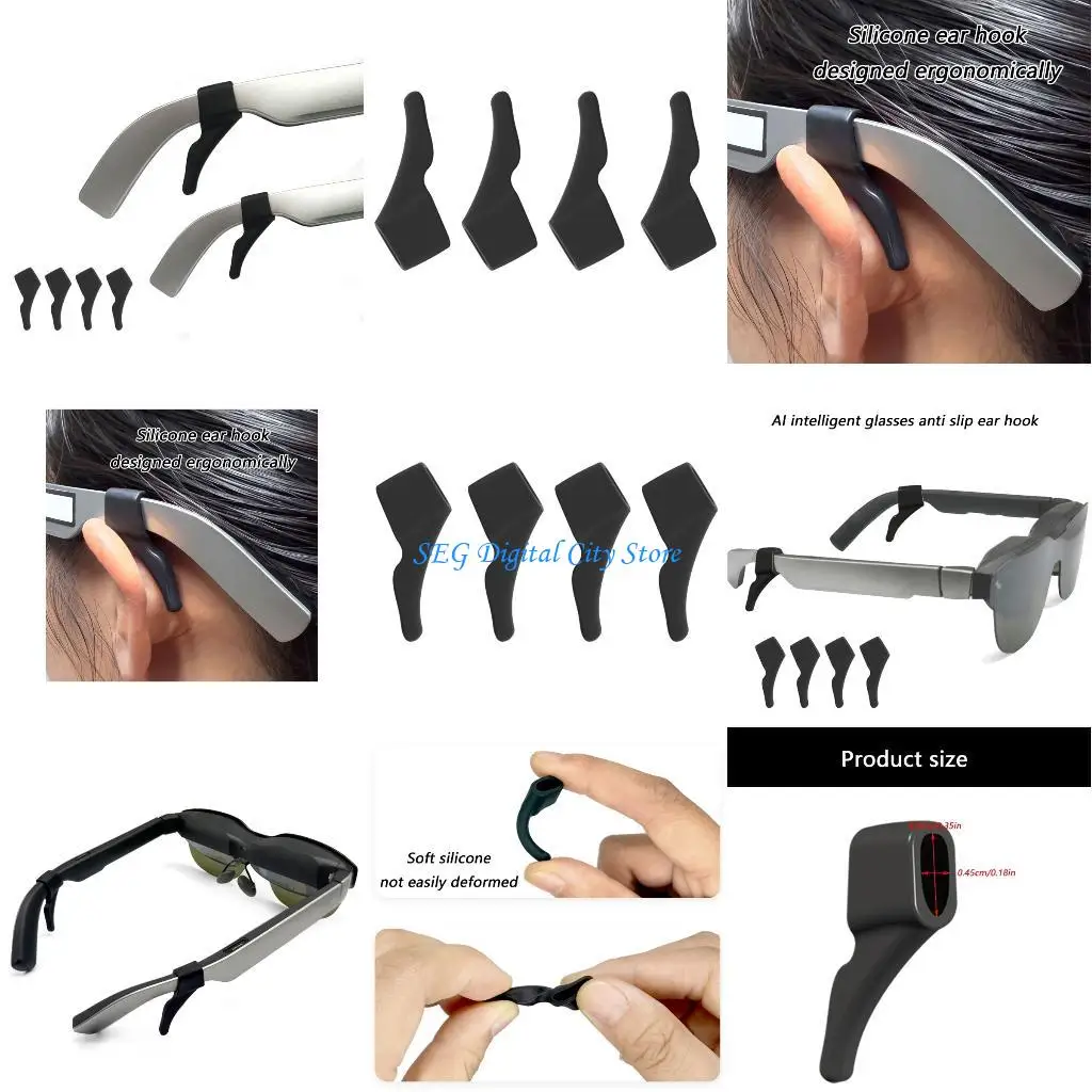 

U75B Ergonomic Eyeglass Ear Grips Ear Supports for Glasses AntiSlip Feature Prevents Slipping During Sports Work Scenario