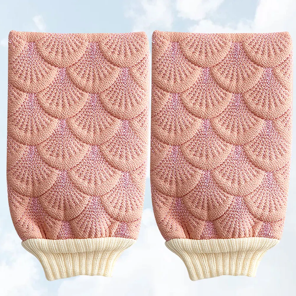 

2pcs Bath Mittens Shower Gloves Exfoliating Back Massage Gloves Deep Cleansing Body Scrubbers Glove Type Wash Towels Bathing