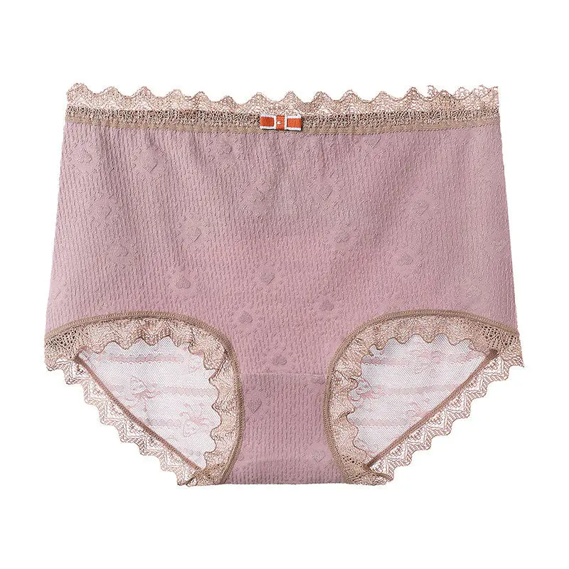 High Waisted Seamless Lace Underwear for Women, Pure Cotton, Sexy, Tight Fit, Oversized, and Buttocks Lifted