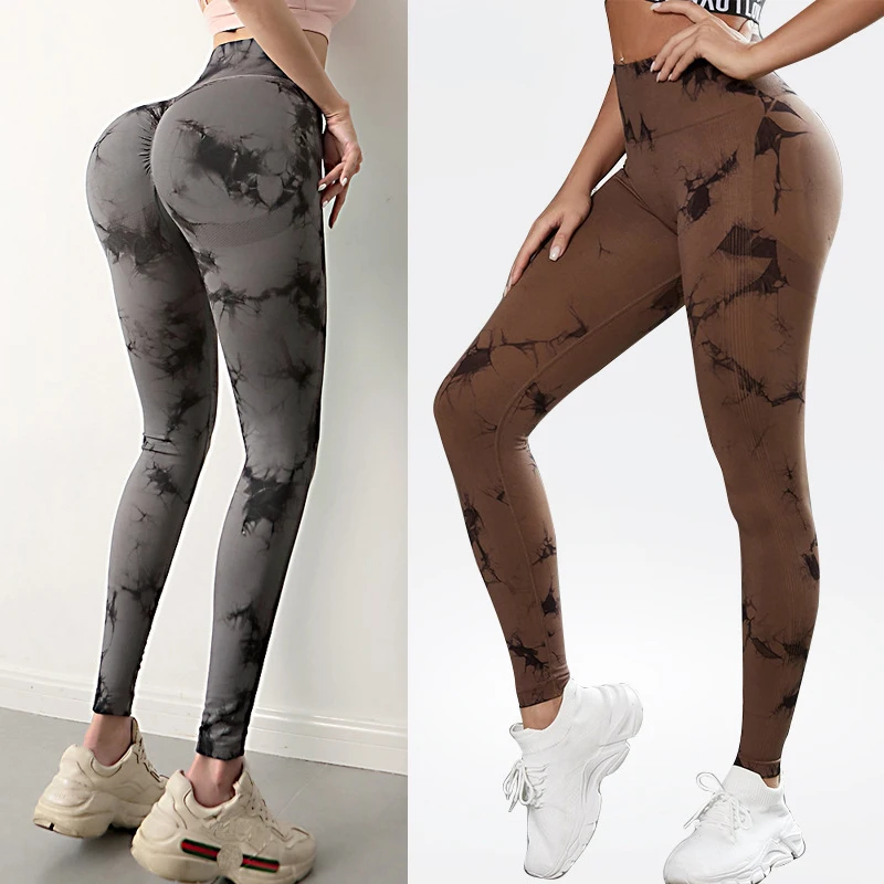 Sexy Women Seamless High Waist Push Up Woman Tights Fitness Workout Leggins Gym Clothing New Tie Dye Yoga Pants Sport Leggings