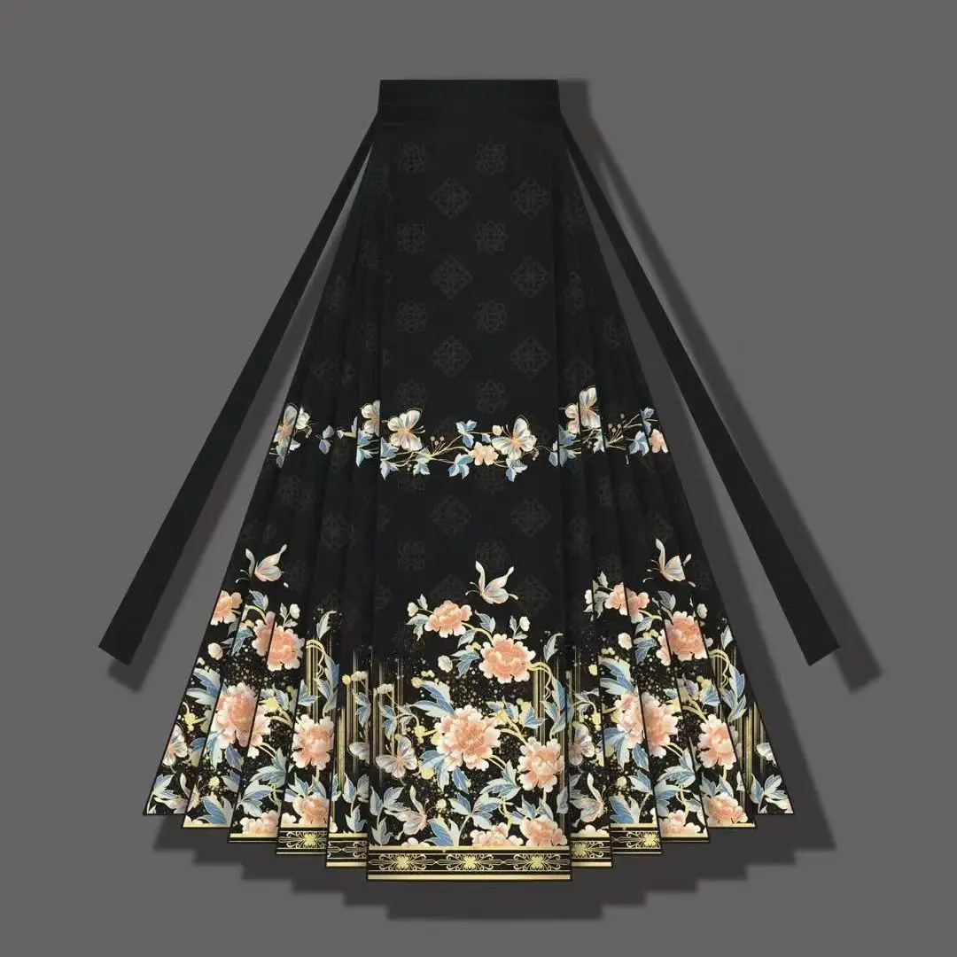 

Комплект юбки Hanfu - юбка Mian, современный элегантный традиционный костюм династии Мин для женщин, новый наряд в китайском стиле