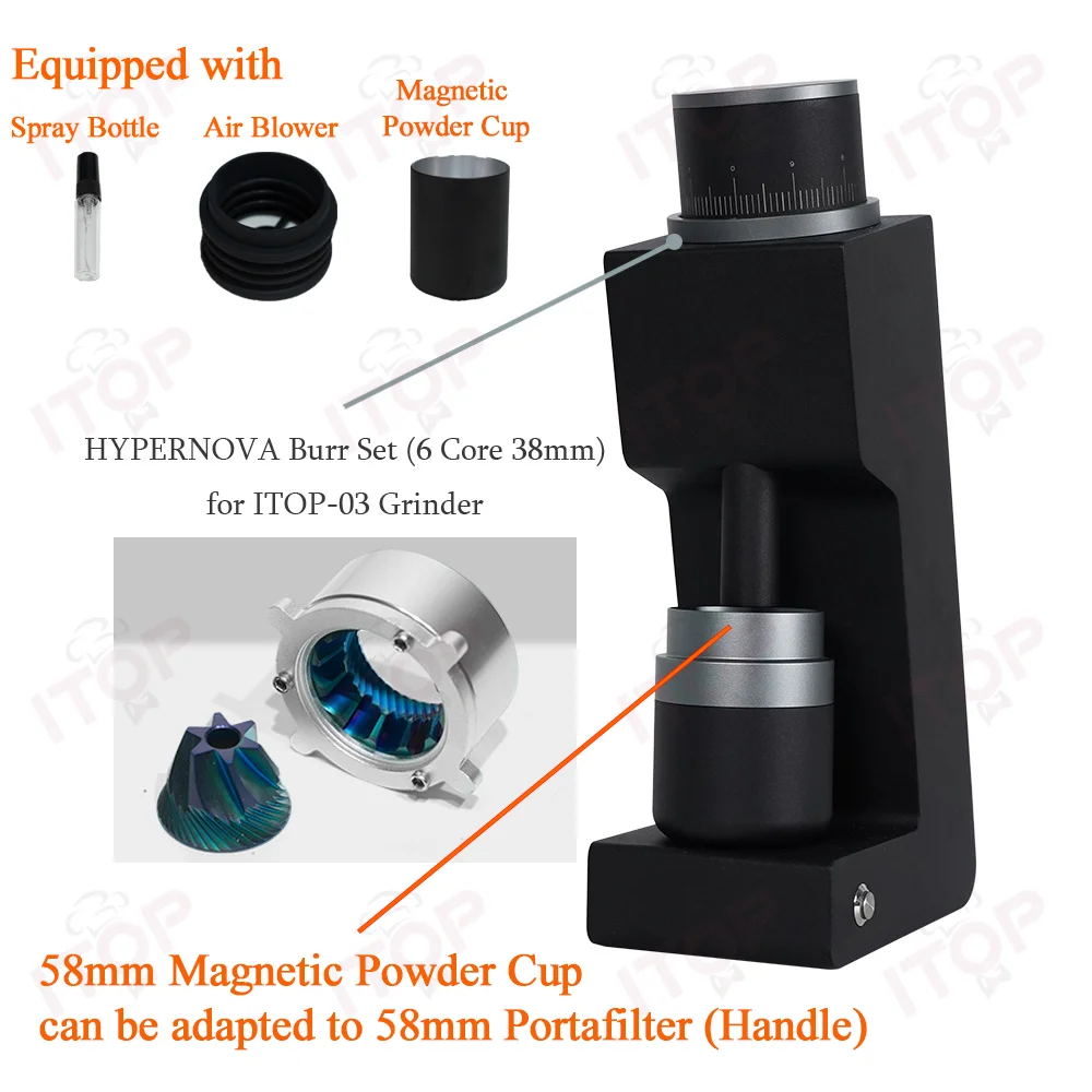 

ITOP 03 Electric Coffee Bean Grinder 58mm Powder Cup Six-core 38mm Burr Household Coffee Miller VS3 Grinder for Espresso Filter