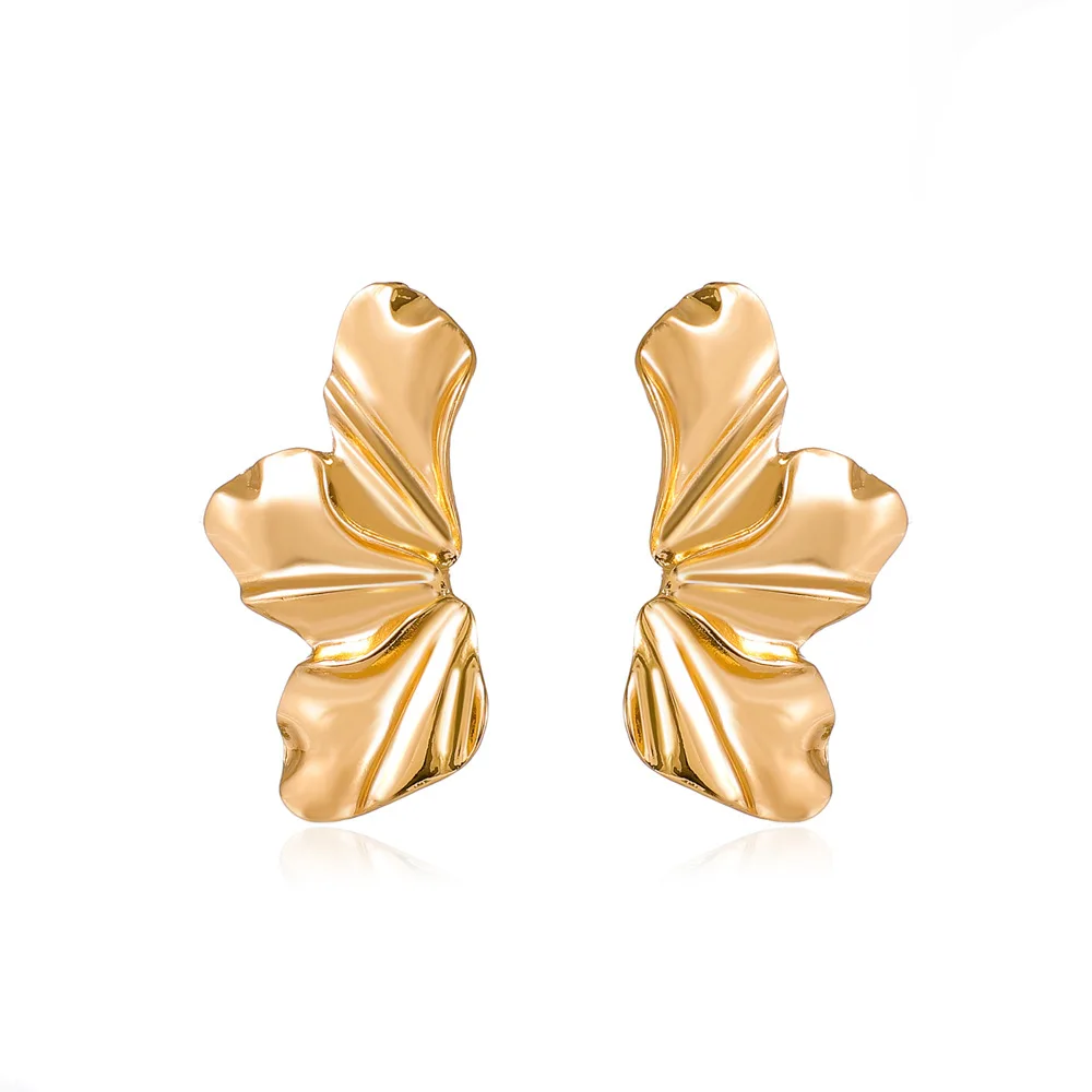 Ingemark Vintage Boho Gold Color Flower Stud Earrings for Women Simple Elegent Irregular Petals Piercing Earrings Trend Jewelry