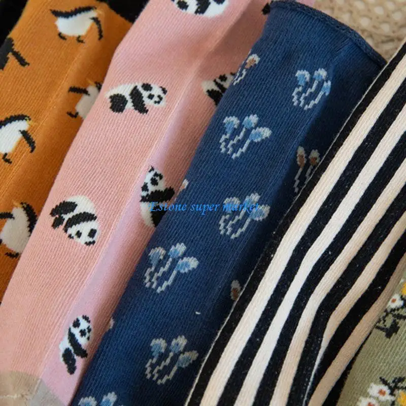 

090B Infant Baby Girls Boys Soft Cotton Socks Children Kids Knee High Printing Long Sock Candy Color Toddler