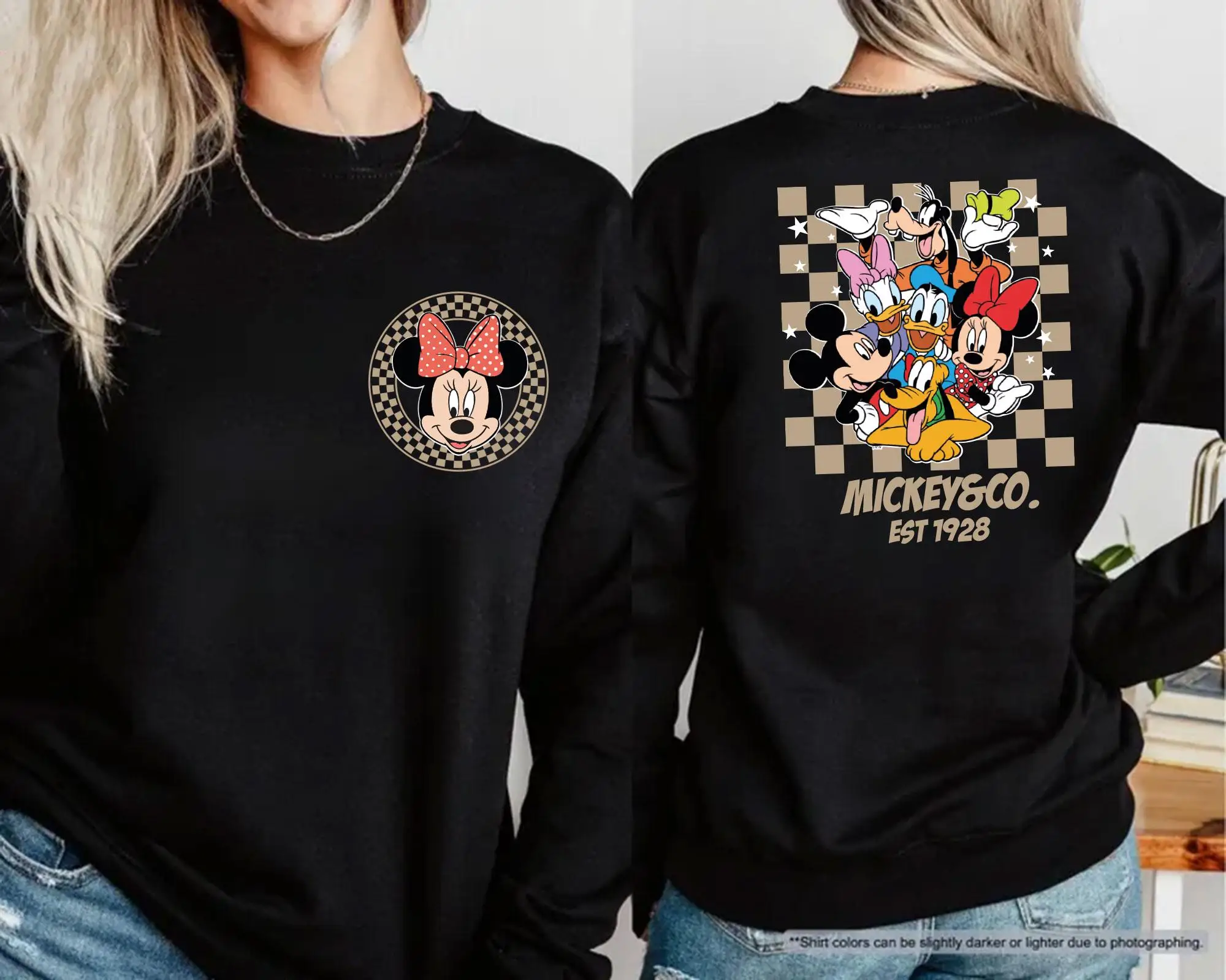 

Women's Disney Mickey Mouse Pullover Sweater Fashion Oversized Unisex Crew Neck Sweater Autumn and Winter Fleece Casual