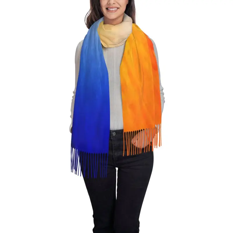 Gradient Orange Blue printed pattern new model Scarf Cashmere Woman Wool Ladies Scarf Warm Scarf Women's Winter Scarves Autumn