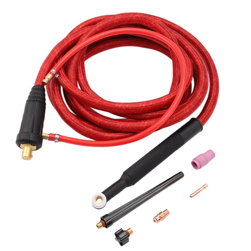 2X WP9F 4M Red Super Soft Hose Braided Air-Cooled Complete TIG Welding Torch 35-70 Connector