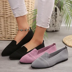 Women Flats Shoes 2024 New Fashion Slip on Loafers Breathable Ballet Shallow Flats Soft Bottom Pointed Sneakers Zapatos De Mujer