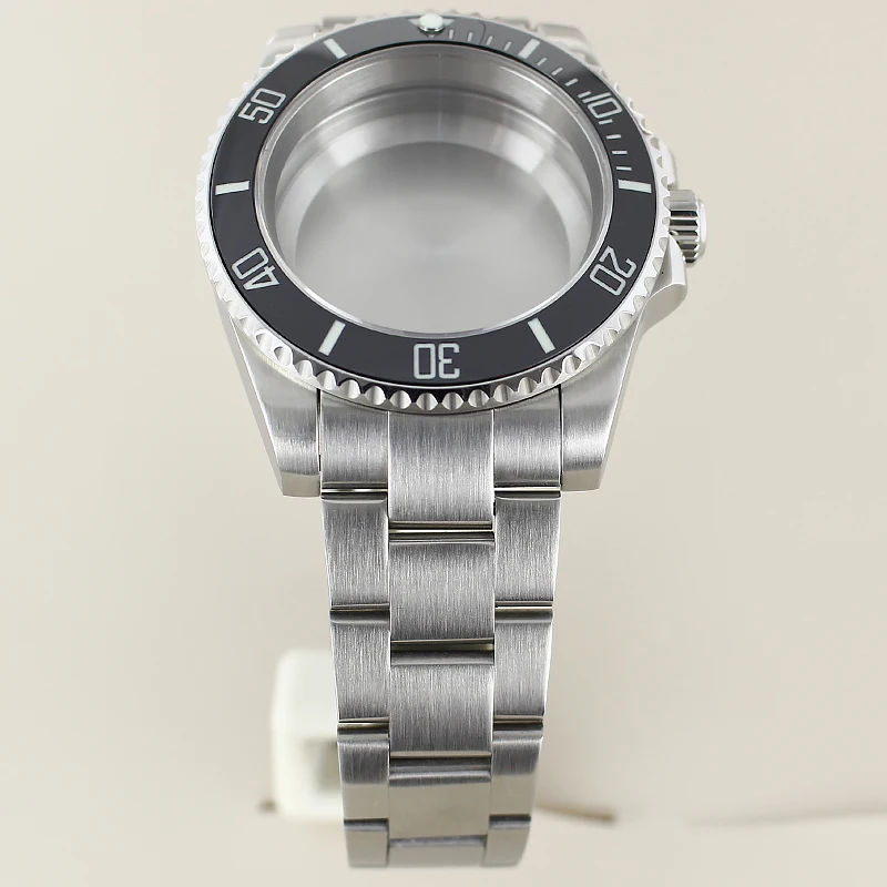 40mm Business Luxury Watch Case Sloping Bezel Sapphire For Submariner Seiko NH35 NH36NH34 8215 ETA2824 Movt 20mm Oyster Bracelet