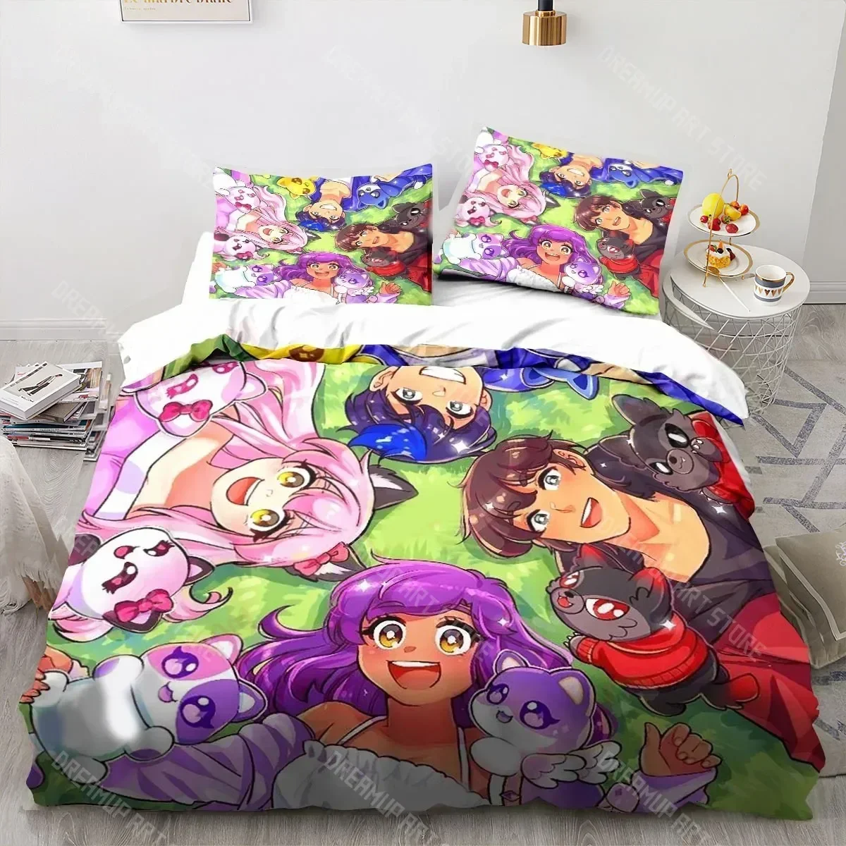 2026 Cartoon Game Cute Aphmau With Wings Bedding Set Sheet King Twin Double Child Bedding Set Mircofiber Or Polyester Duvet Cove