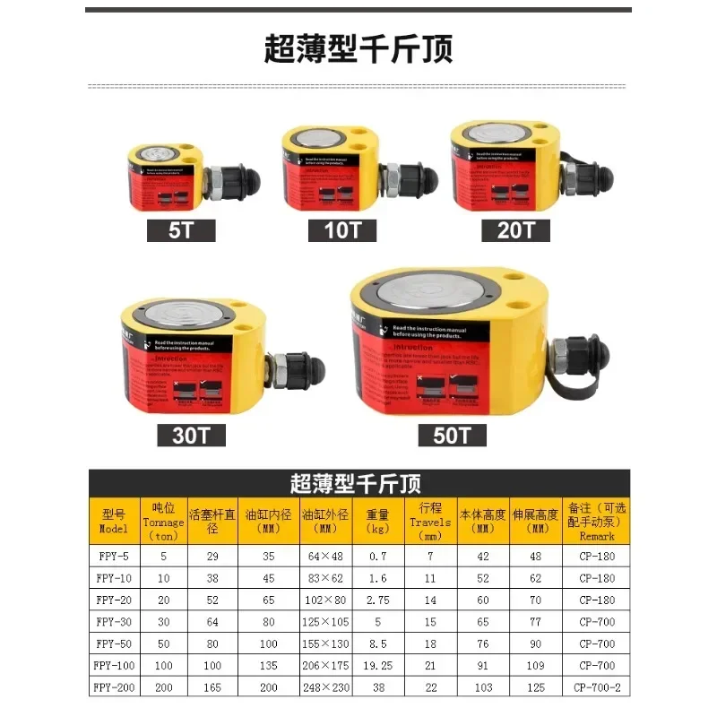 Separate hydraulic jack 10T vertical ultra-thin transverse short split cylinder top