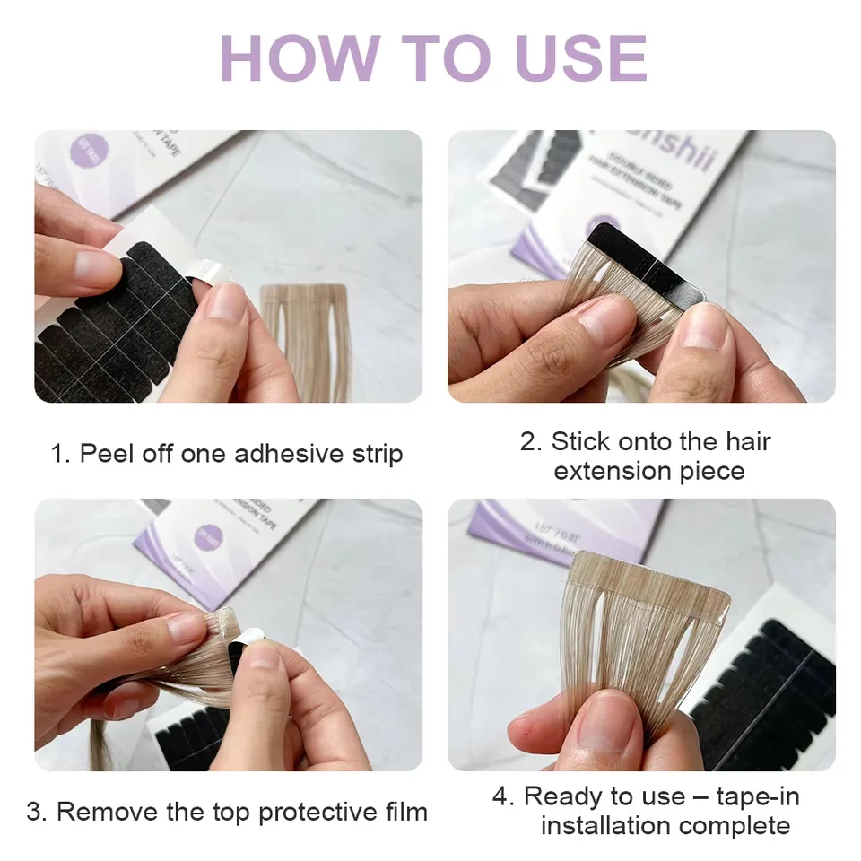 Double Sided Replacement Tape for Hair Extensions or Wigs 30 Sheets 360 Pcs Hair Extensions Adhesive Tape - view 5