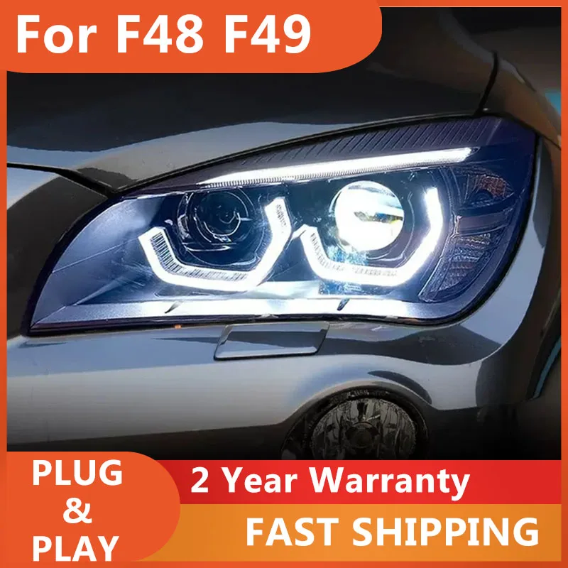 

Car Head Lamp for BMW X1 E84 Headlights 2016-2019 New Angel Eye LED DRL Turn Signal Front Light Auto Accessories