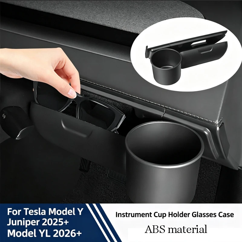 For Tesla Model Y/YL Juniper 2026 Dashboard Multi-functional Glasses Box Cup Holder Sunglasses Storage Box Interior Accessories