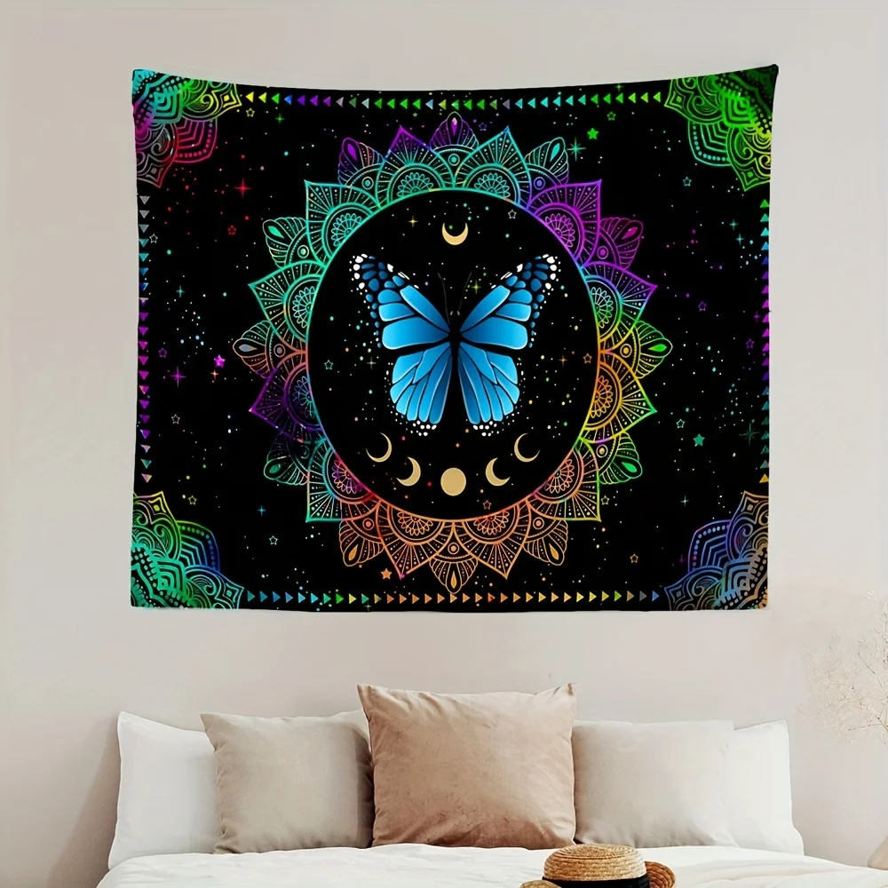 

VIKAMA Bohemian tapestries are easy to clean and feature a mysterious starry butterfly design for bedroom entrance home decor