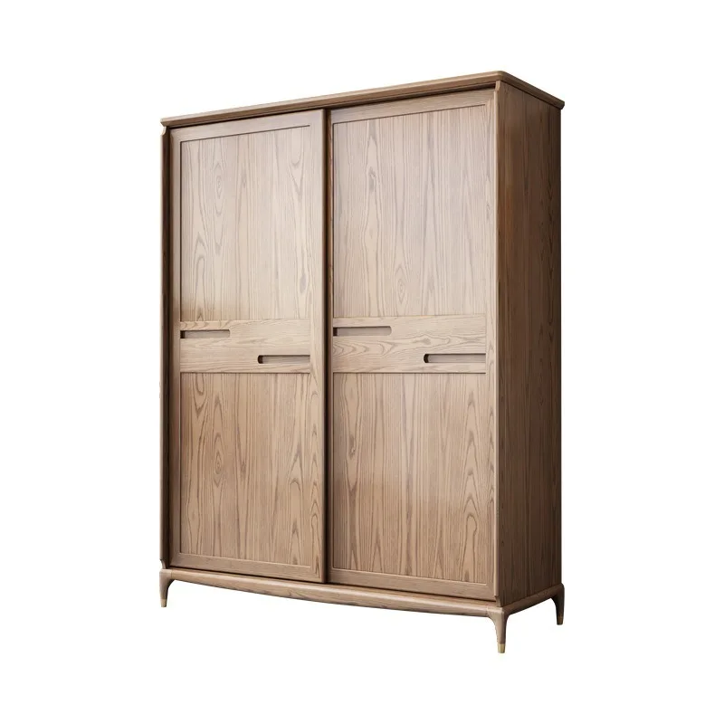 wood Nordic sliding door home bedroom solid wood small apartment two-door sliding