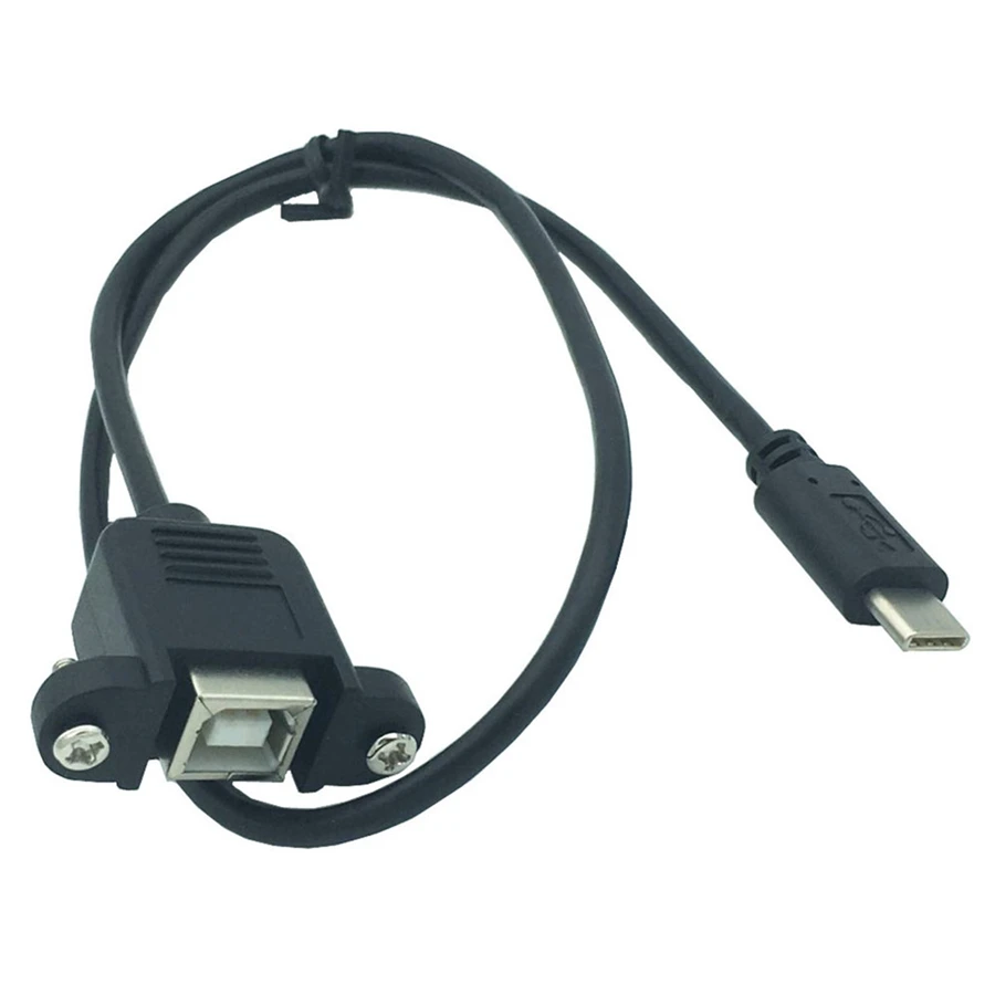 Type-c USB-C Male To USB B Type Female Printer Cable With Panel Mount Hole Cable 0.3m 1M For Tablet Mobile Phone Hard Disk Drive