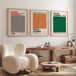 Japanese Artist Yayoi Kusama Exhibition Posters Print Canvas Painting Colorful Orange Abstract Wall Art Pictures Read Room Decor