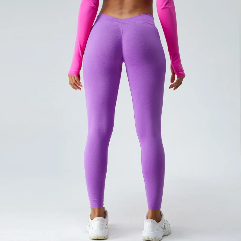 SHINBENE-Calças justas de ioga sem costura para mulheres, calças de compressão elásticas altas, Leggings de ginástica V, Leggings Booty, 2.0