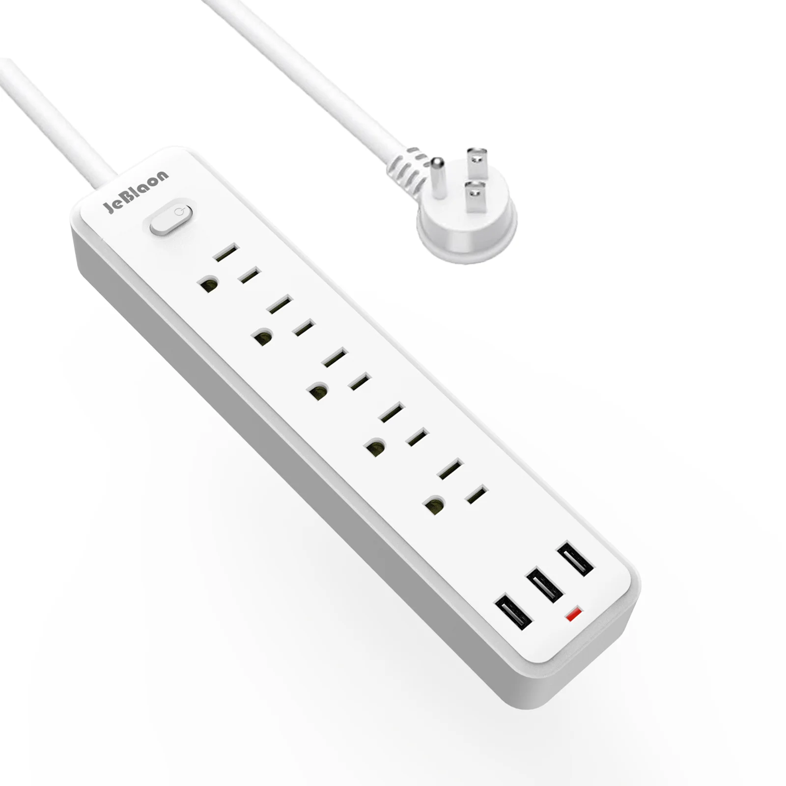 Plug Power Strip 6FT Extension Cable, 5AC Outlets Electrical 3 USB Fast Charging, Wall Mount Smart Home Overload Protection /US