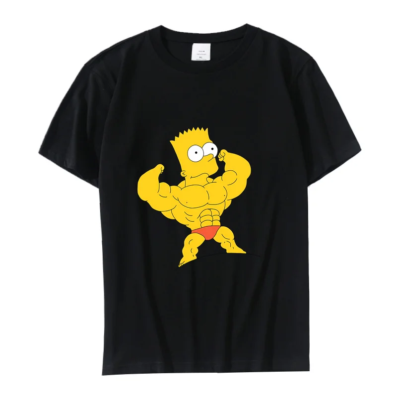 Funy Muscle Simpson Print T-shirts Cute Anime Cartoon Women T-shirt Cotton Women\'s Short Sleeve Crew Neck Casual Top for Summer