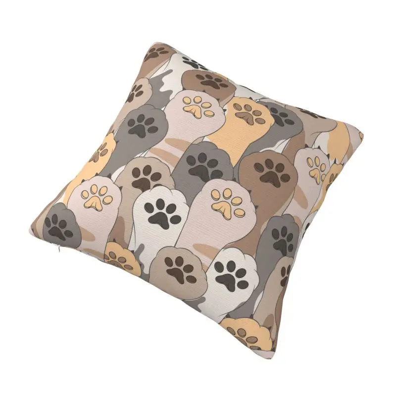 Custom Cute Cats Footprint Paw Pattern Throw Pillow Case Pet Animal Nordic Cushion Cover Soft Pillowcase