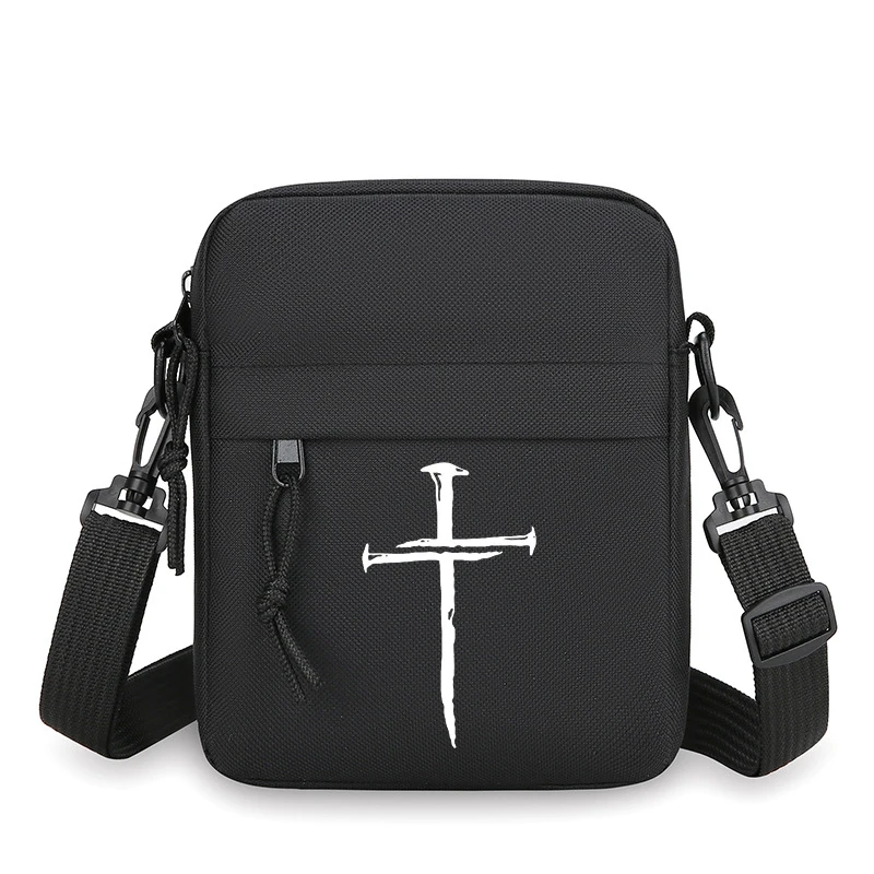 Jesus Cross Print Design Men Women Mini Crossbody Bag Christian Believers Gifts Fashion Messenger Bag Religious Fun Shoulder Bag