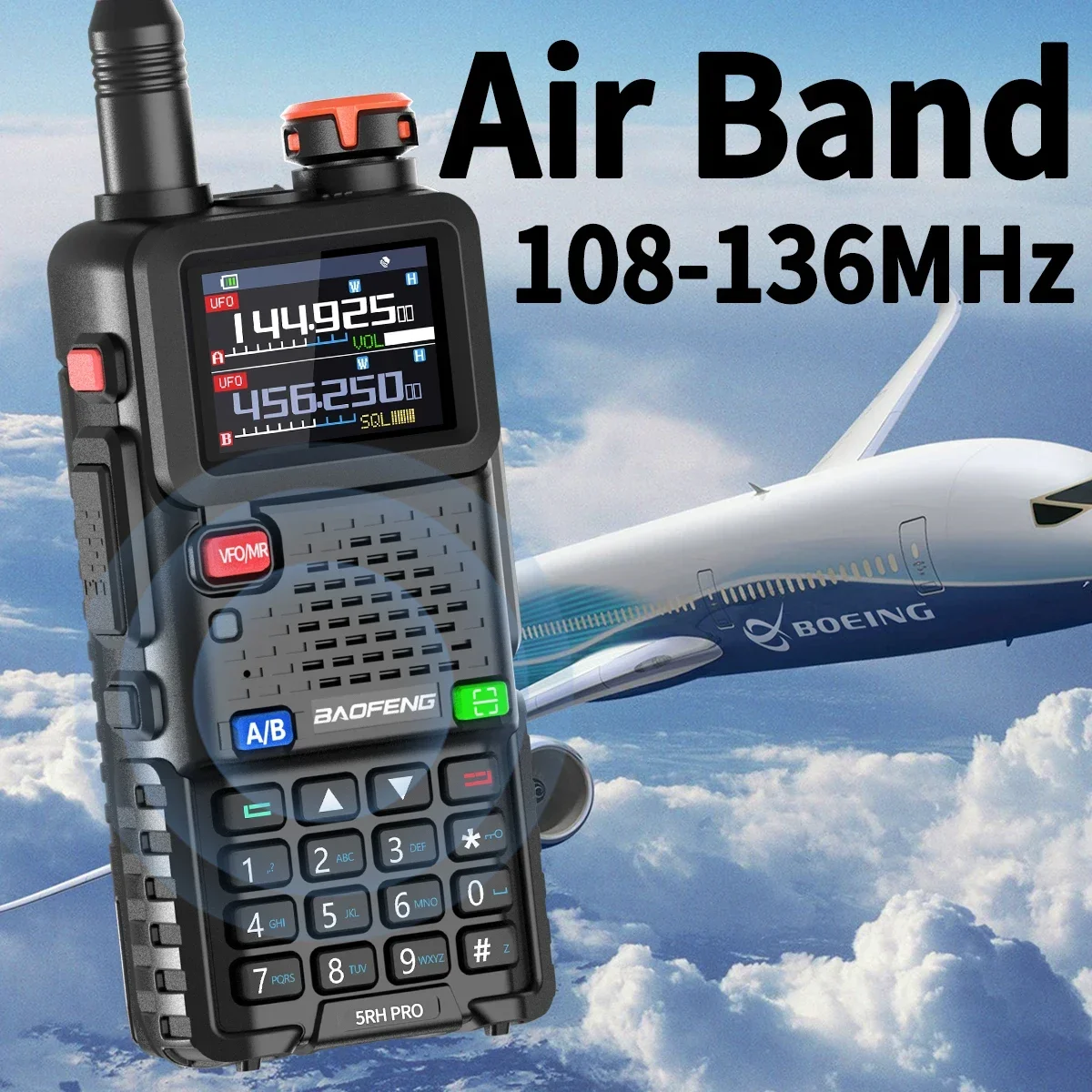 BAOFENG UV-5RH PRO GPS Walkie Talkie Multi Band ไร้สายสําเนาความถี่ Type-C NOAA อัพเกรด UV-5RH UV 17 Pro GPS HAM วิทยุ