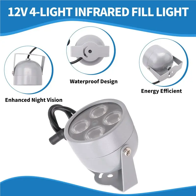 Winter Essential 4 Array Leds Infrared Waterproof Night Vision IR Illuminator Light Fill Light DC 12V For Security Camera