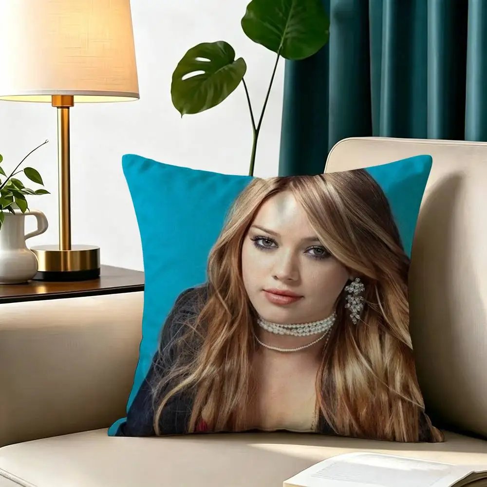 H-Hilary D-Duff Luck or Something  Square Double-Sided printed Pillow Case Bedroom Bedside Pillow Sofa Cushion Cover