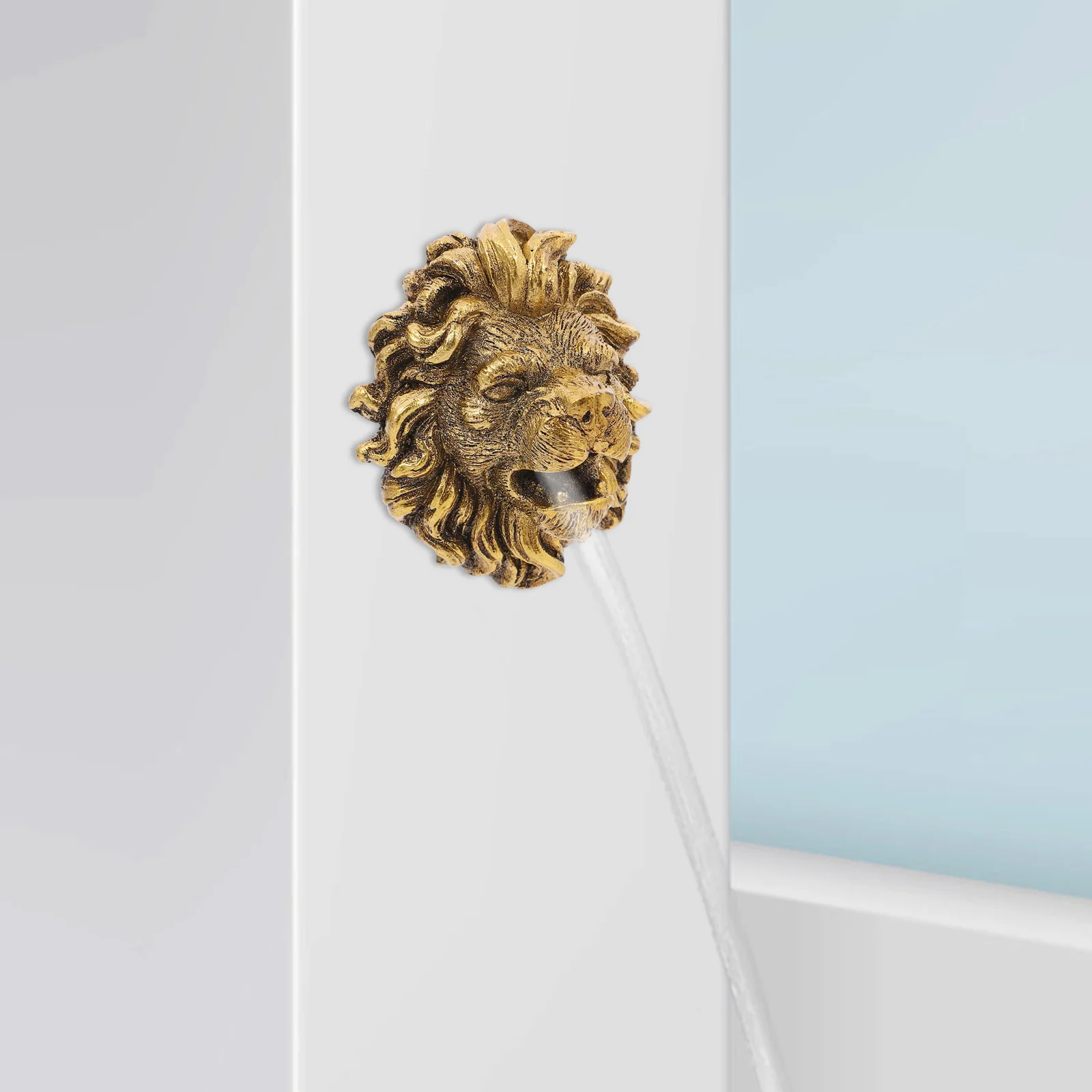 

Outdoor Resin Wall Mounted Lion Head Fountain Nozzle Decorative Garden Water Feature Spitter for Patio Backyard