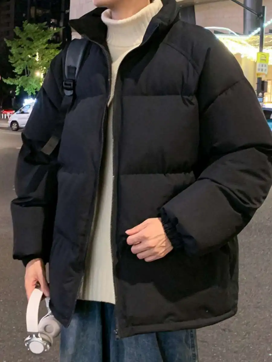 

Мужская хлопковая зимняя куртка-кардиган нового фасона, больших размеров, однотонная, с воротником-стойкой, на молнии, с длинными рукавами, утепленная, повседневная