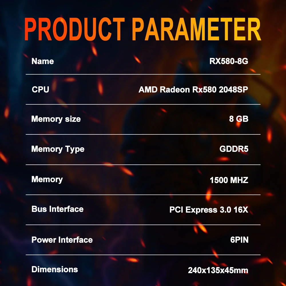 SOYO AMD Radeon RX580 8GB Gaming-Grafikkarte 2048SP GDDR5 256Bit PCIE 3.0 x16 DP DVI RX580 8GB GPU Desktop-Computer-Videokarte – Detail 6
